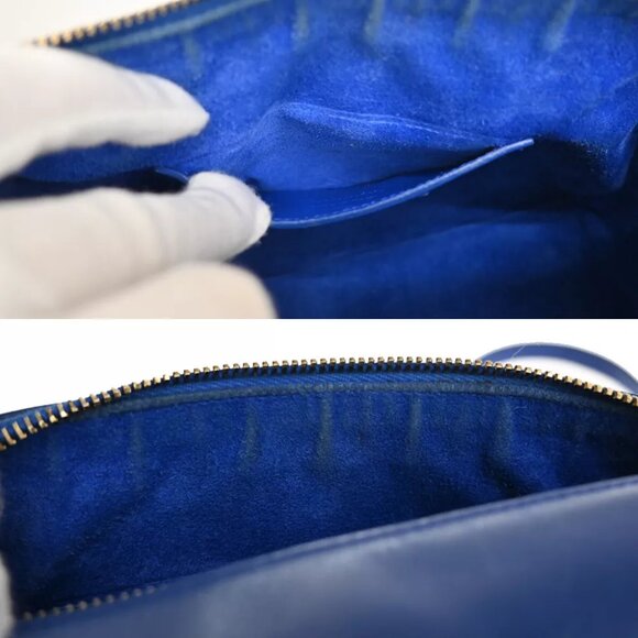 SAINT LAURENT Logo Baby Duffel 2Way Shoulder Hand Bag Leather Blue - Picture 11 of 11